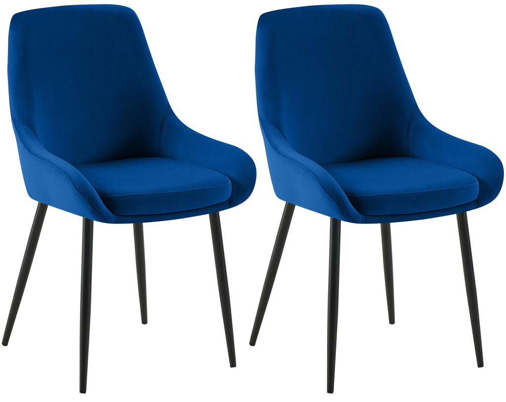 2 eetkamerstoelen set comfortabel velours met zwarte metalen poten - meerdere kleuren