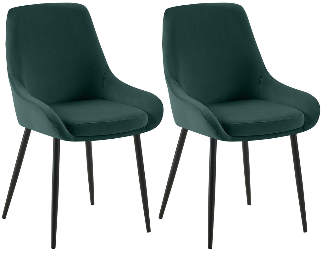 2 eetkamerstoelen set comfortabel velours met zwarte metalen poten - meerdere kleuren