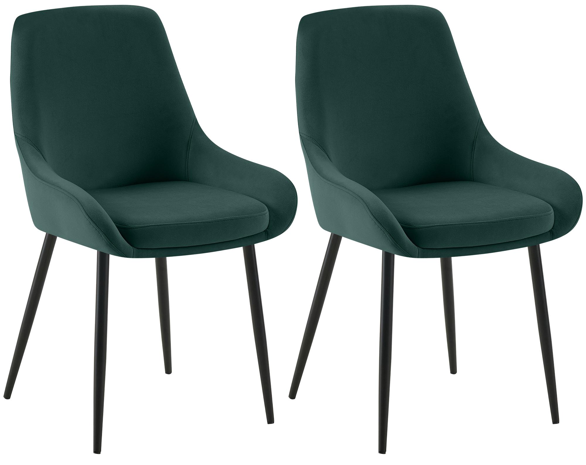 2 eetkamerstoelen set comfortabel velours met zwarte metalen poten - meerdere kleuren