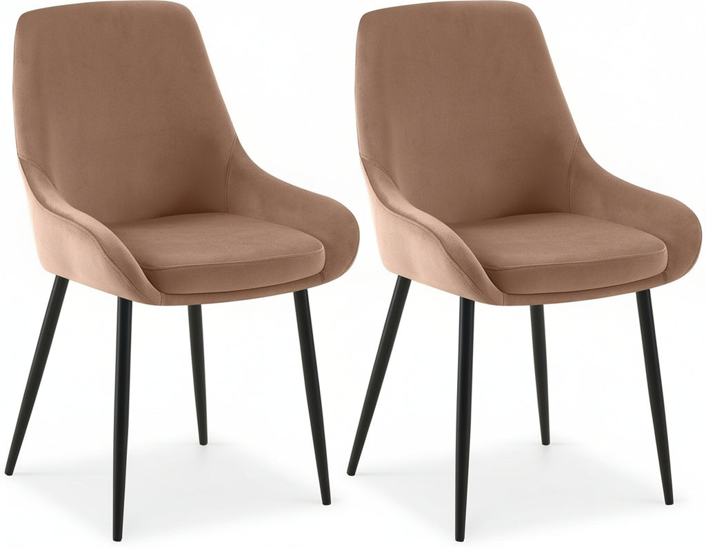 2 eetkamerstoelen set comfortabel velours met zwarte metalen poten - meerdere kleuren