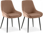 2 eetkamerstoelen set comfortabel velours met zwarte metalen poten - meerdere kleuren
