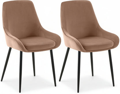 2 eetkamerstoelen set comfortabel velours met zwarte of gouden poten - meerdere kleuren