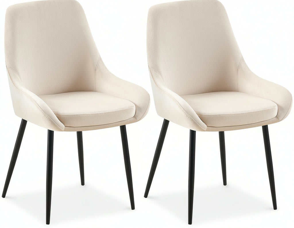 2 eetkamerstoelen set comfortabel velours met zwarte metalen poten - meerdere kleuren