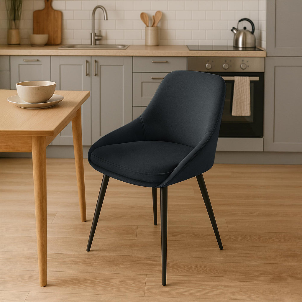 2 eetkamerstoelen set comfortabel velours met zwarte metalen poten - meerdere kleuren