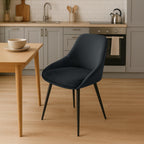 2 eetkamerstoelen set comfortabel velours met zwarte metalen poten - meerdere kleuren