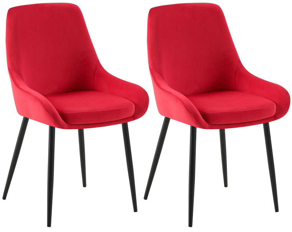 2 eetkamerstoelen set comfortabel velours met zwarte metalen poten - meerdere kleuren