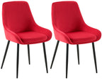 2 eetkamerstoelen set comfortabel velours met zwarte metalen poten - meerdere kleuren