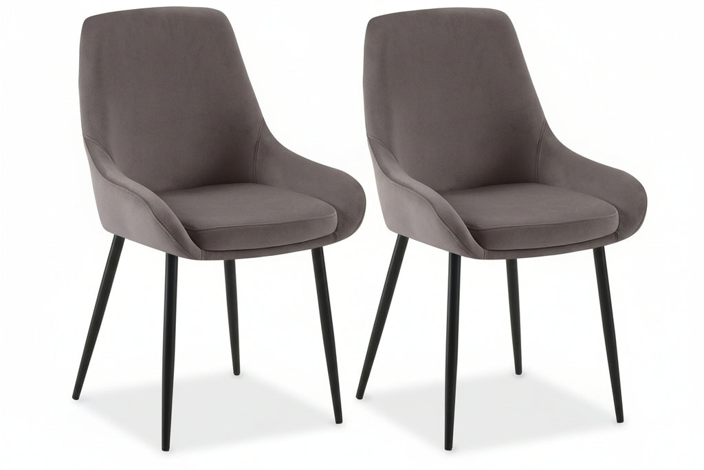 2 eetkamerstoelen set comfortabel velours met zwarte metalen poten - meerdere kleuren