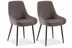 2 eetkamerstoelen set comfortabel velours met zwarte metalen poten - meerdere kleuren