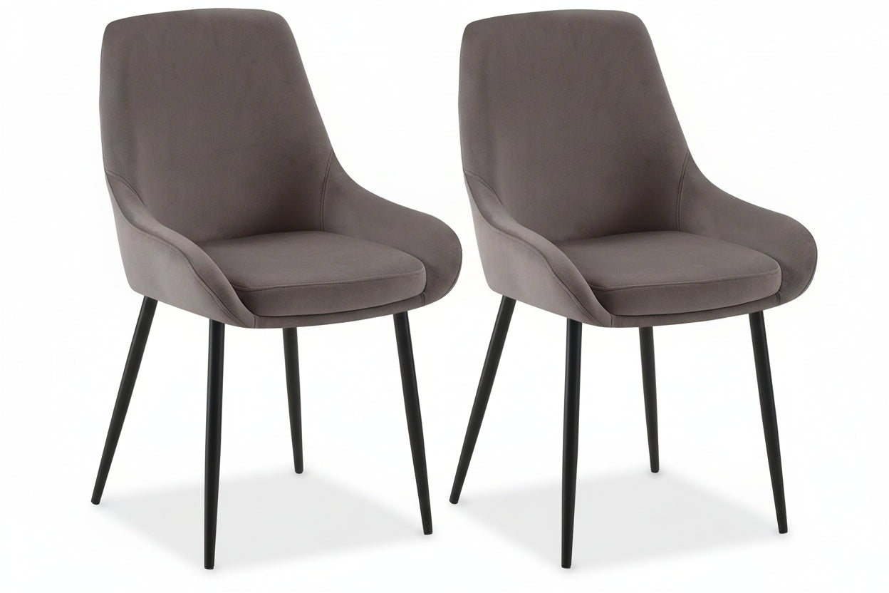 2 eetkamerstoelen set comfortabel velours met zwarte metalen poten - meerdere kleuren