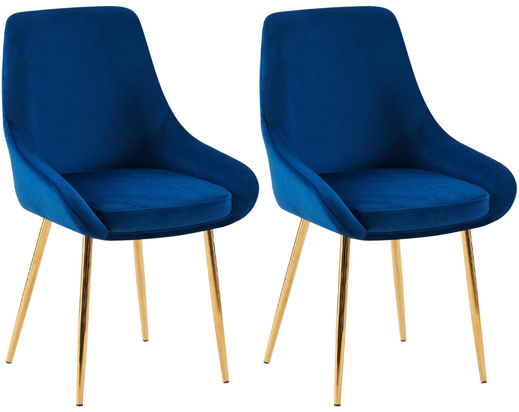 2 eetkamerstoelen set comfortabel velours met gouden metalen poten - meerdere kleuren
