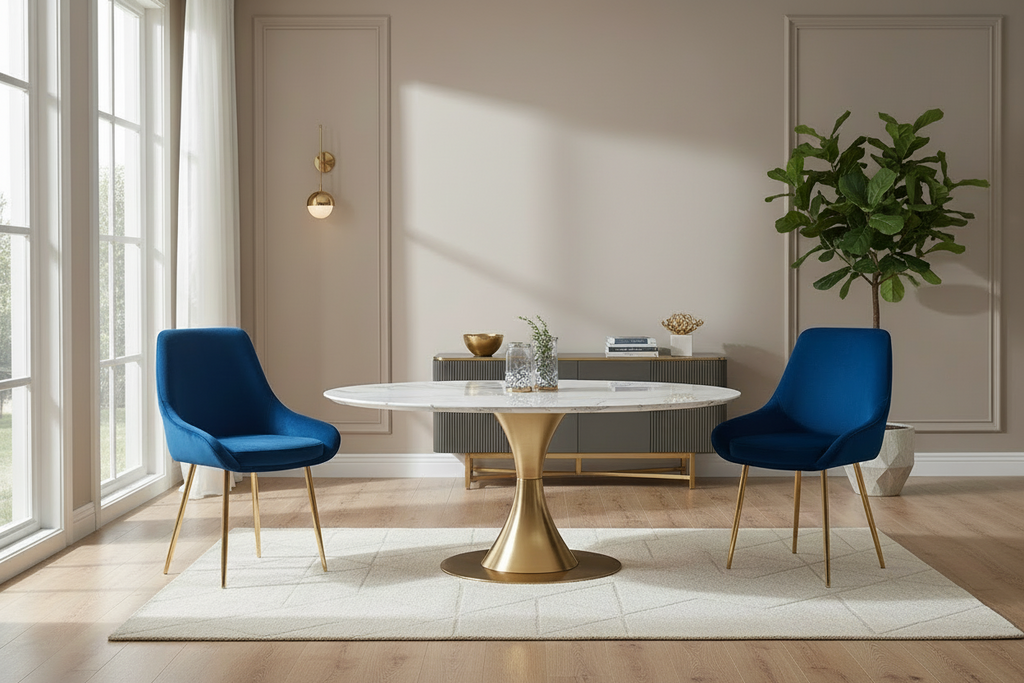 2 eetkamerstoelen set comfortabel velours met gouden metalen poten - meerdere kleuren