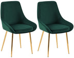 2 eetkamerstoelen set comfortabel velours met gouden metalen poten - meerdere kleuren