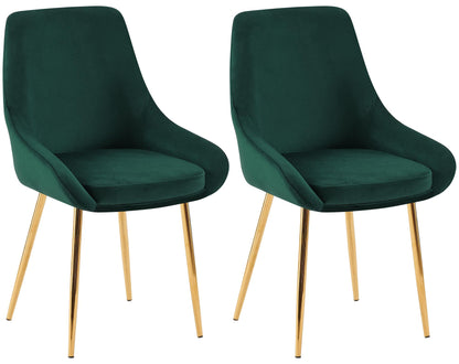 2 eetkamerstoelen set comfortabel velours met zwarte of gouden poten - meerdere kleuren