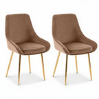 2 eetkamerstoelen set comfortabel velours met gouden metalen poten - meerdere kleuren