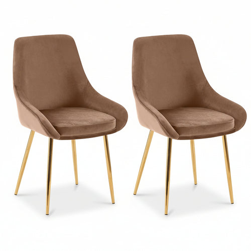 2 eetkamerstoelen set comfortabel velours met gouden metalen poten - meerdere kleuren