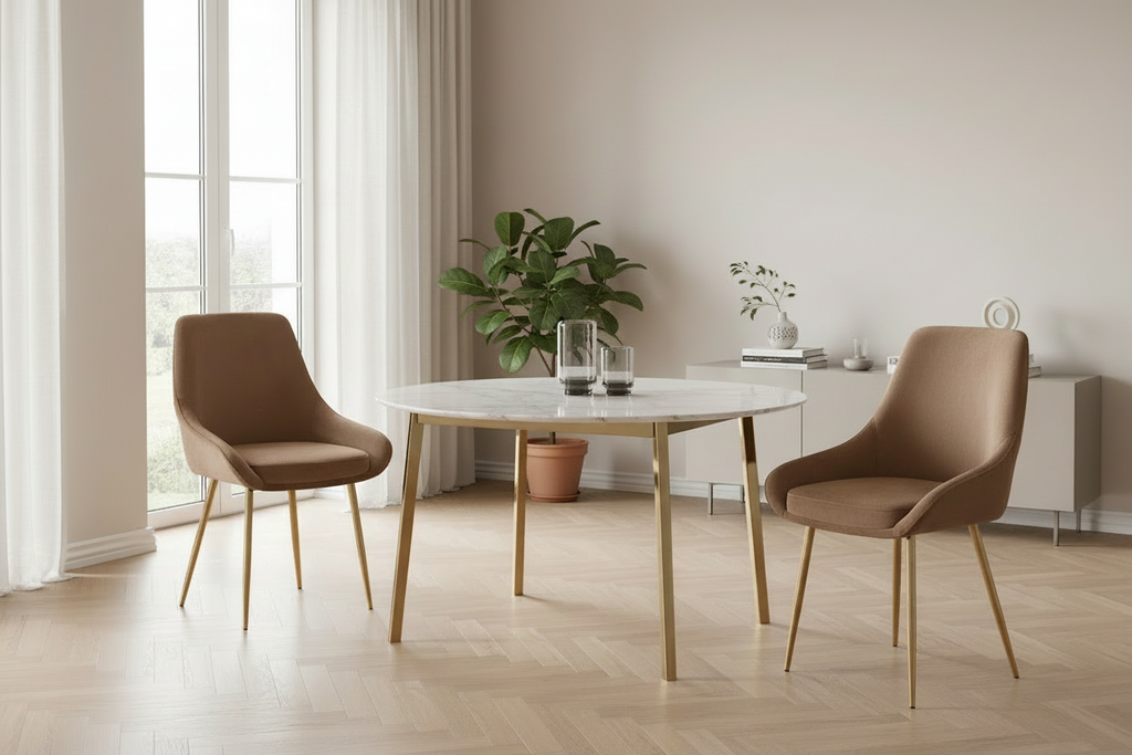 2 eetkamerstoelen set comfortabel velours met gouden metalen poten - meerdere kleuren