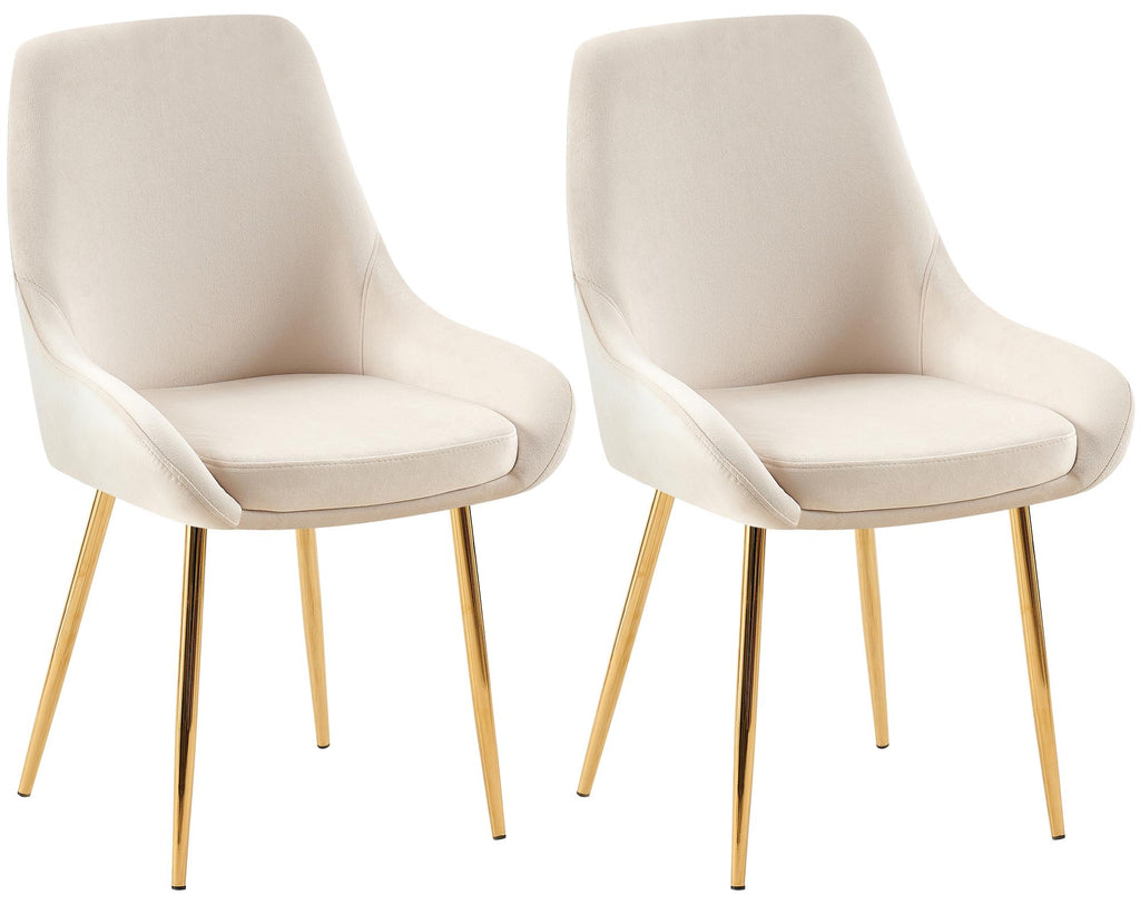 2 eetkamerstoelen set comfortabel velours met gouden metalen poten - meerdere kleuren