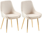 2 eetkamerstoelen set comfortabel velours met gouden metalen poten - meerdere kleuren