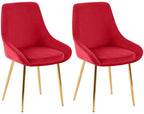 2 eetkamerstoelen set comfortabel velours met gouden metalen poten - meerdere kleuren