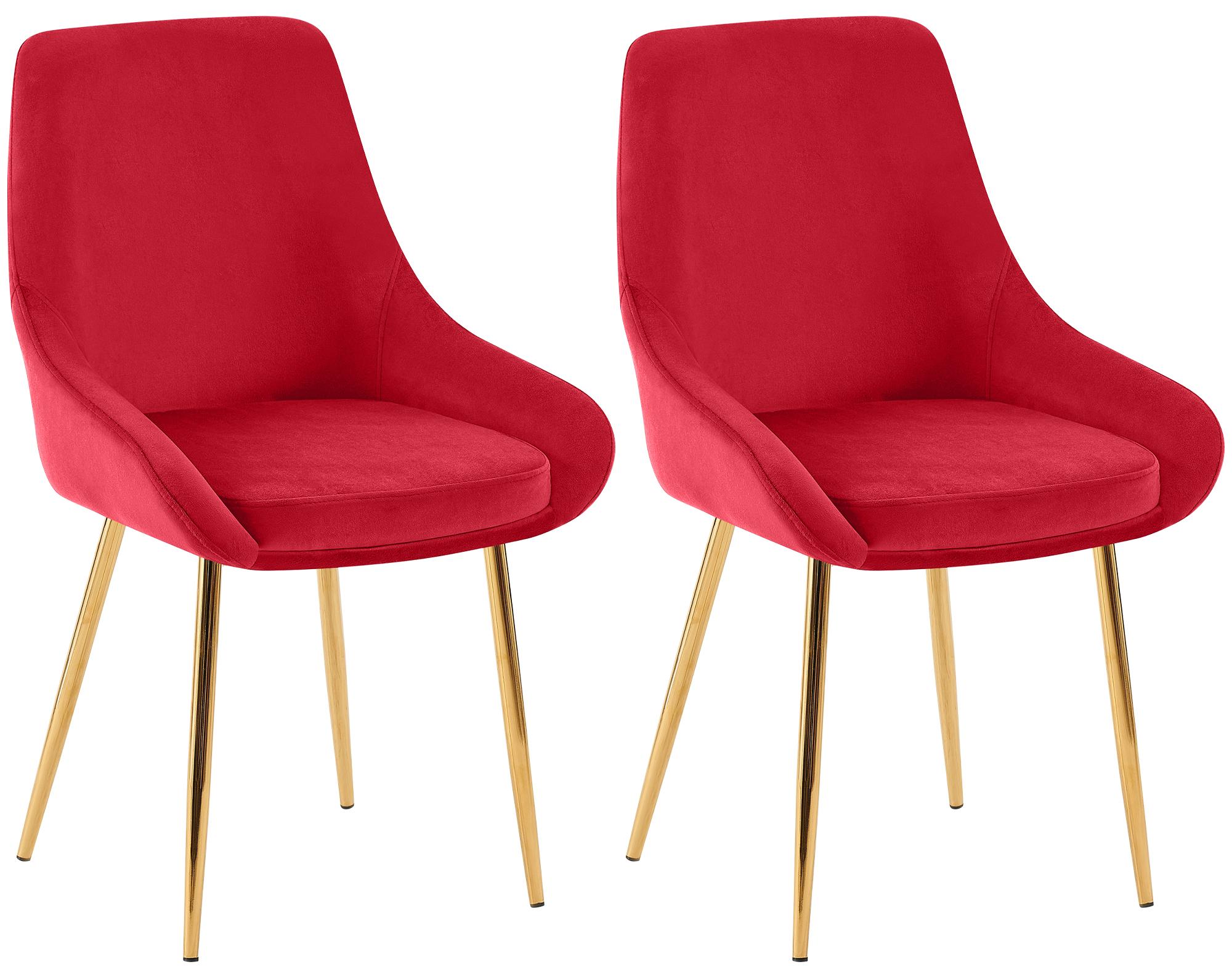 2 eetkamerstoelen set comfortabel velours met gouden metalen poten - meerdere kleuren