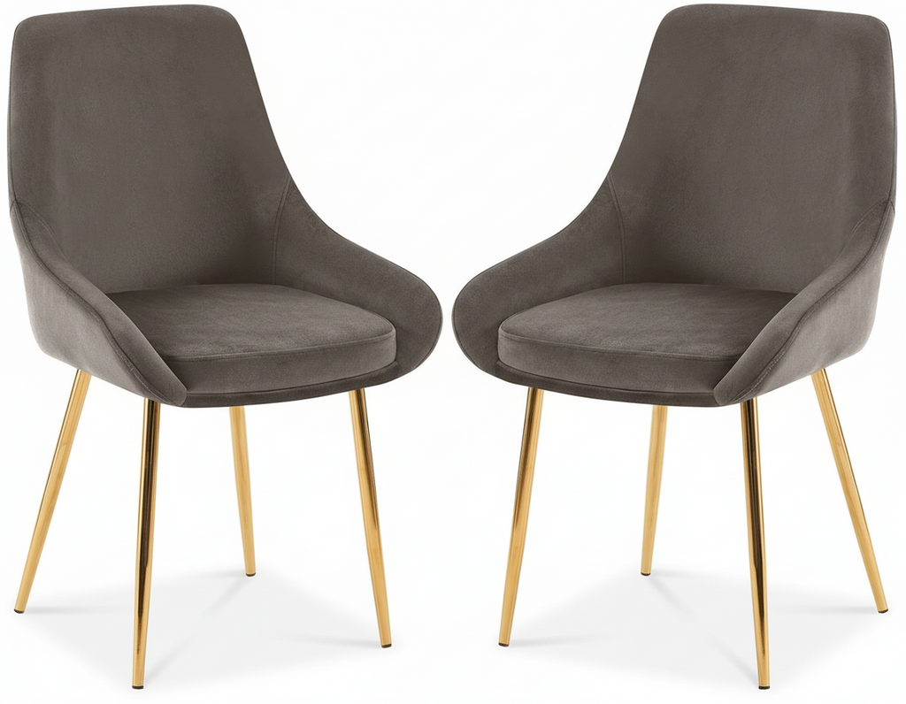 2 eetkamerstoelen set comfortabel velours met gouden metalen poten - meerdere kleuren