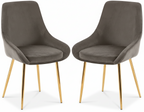 2 eetkamerstoelen set comfortabel velours met gouden metalen poten - meerdere kleuren