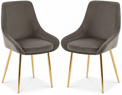 2 eetkamerstoelen set comfortabel velours met zwarte of gouden poten - meerdere kleuren