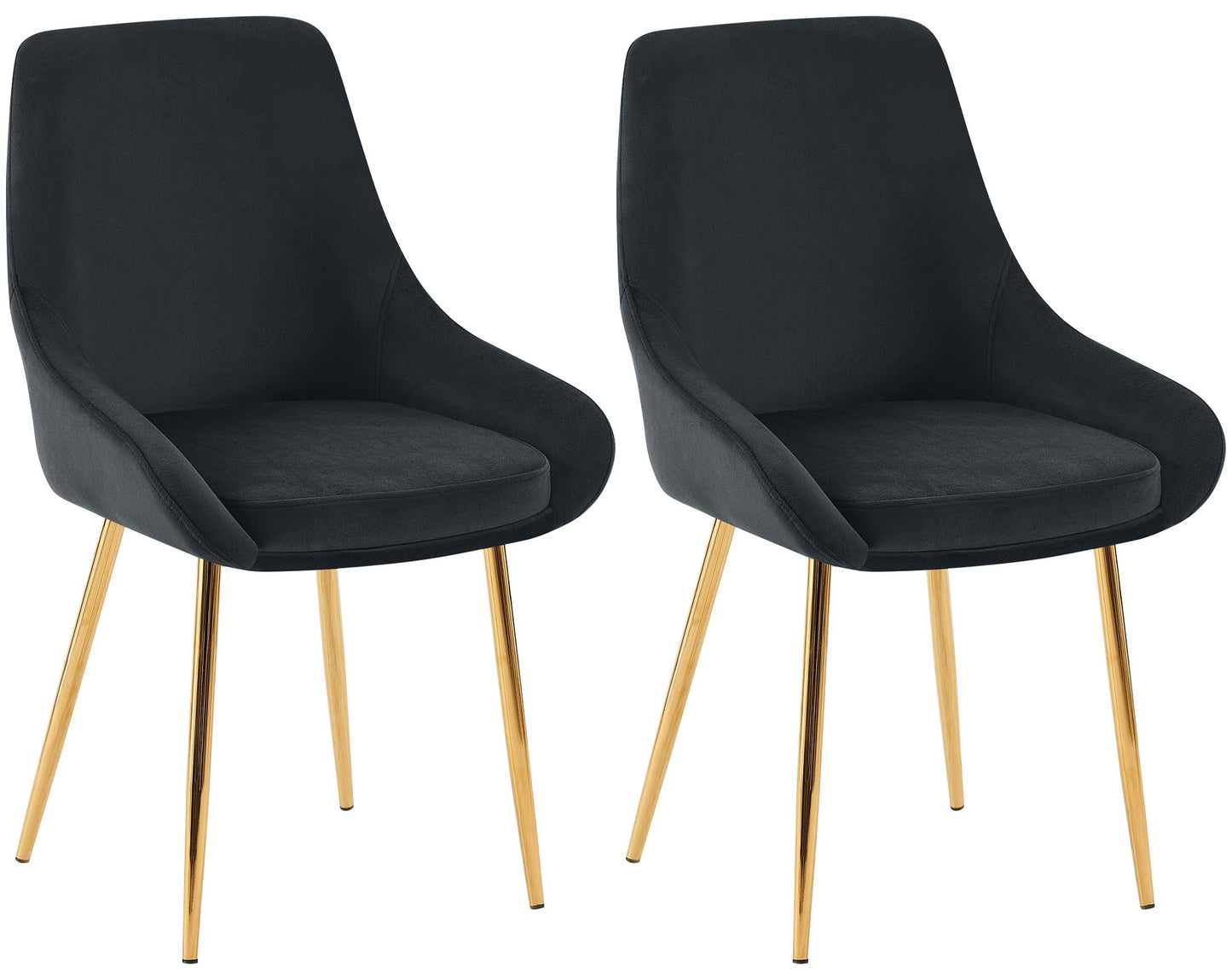 2 eetkamerstoelen set comfortabel velours met zwarte of gouden poten - meerdere kleuren
