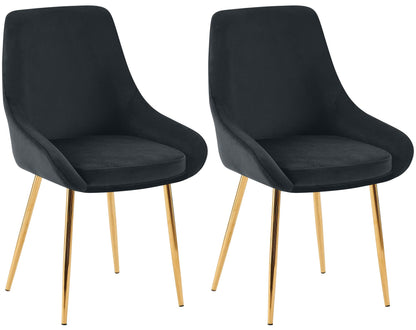 2 eetkamerstoelen set comfortabel velours met zwarte of gouden poten - meerdere kleuren