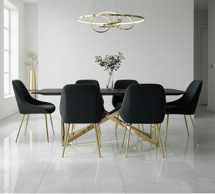 2 eetkamerstoelen set comfortabel velours met gouden metalen poten - meerdere kleuren