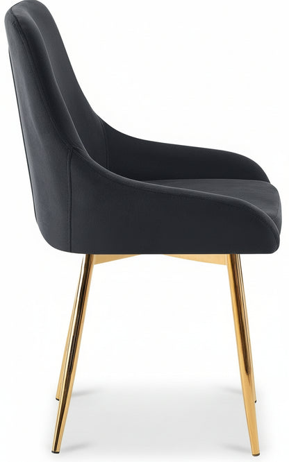 2 eetkamerstoelen set comfortabel velours met zwarte of gouden poten - meerdere kleuren