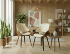 2 design stoelen set woonkamer van hout en kunstleer - meerdere kleuren