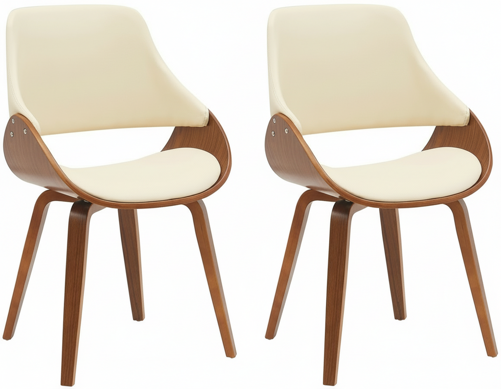2 design stoelen set woonkamer van hout en kunstleer - meerdere kleuren