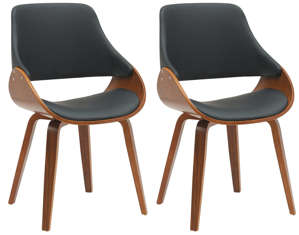2 design stoelen set woonkamer van hout en kunstleer - meerdere kleuren