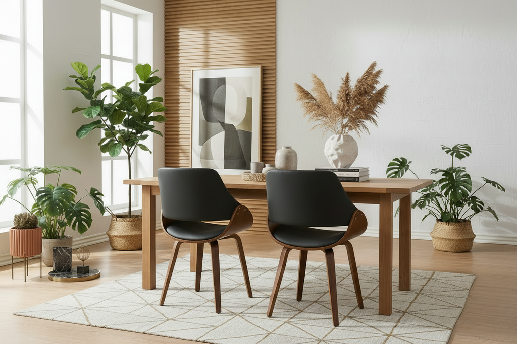 2 design stoelen set woonkamer van hout en kunstleer - meerdere kleuren