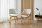 2 design stoelen set woonkamer van hout en stof - meerdere kleuren