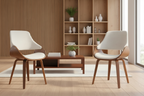 2 design stoelen set woonkamer van hout en stof - meerdere kleuren
