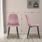 2 moderne stoelen set van velours met zwarte metalen poten - meerdere kleuren