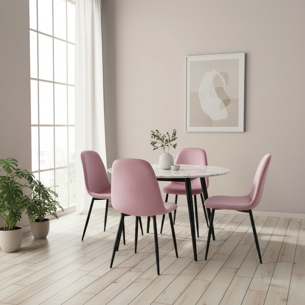 2 moderne stoelen set van velours met zwarte metalen poten - meerdere kleuren