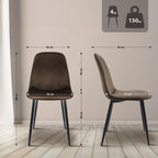 2 moderne stoelen set van velours met zwarte metalen poten - meerdere kleuren