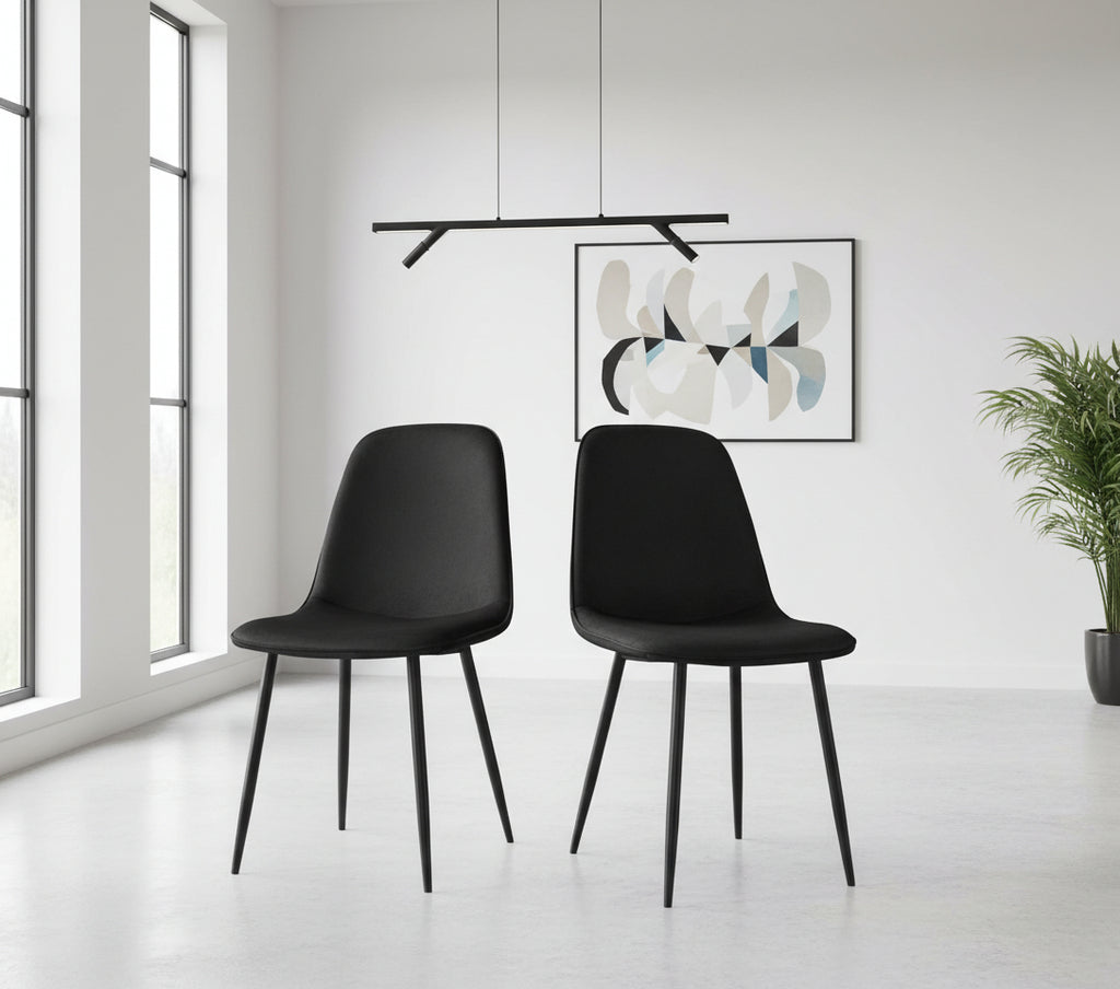 2 moderne stoelen set van velours met zwarte metalen poten - meerdere kleuren