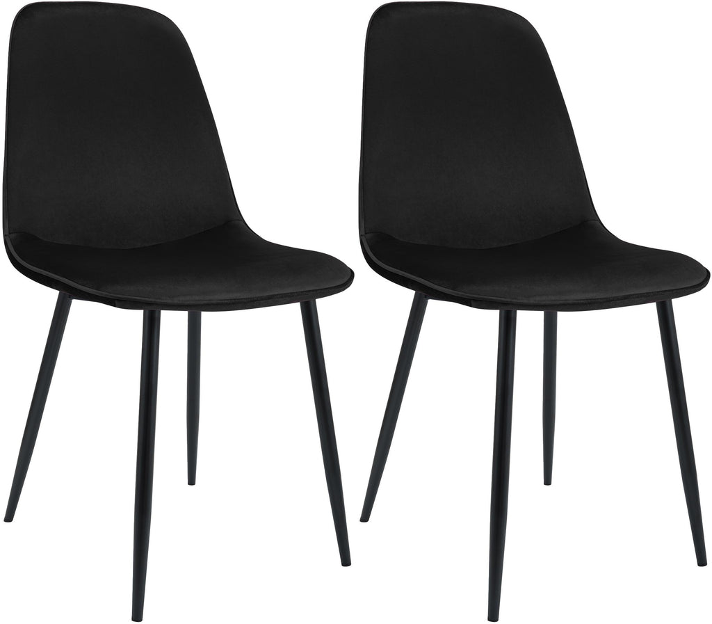 2 moderne stoelen set van velours met zwarte metalen poten - meerdere kleuren