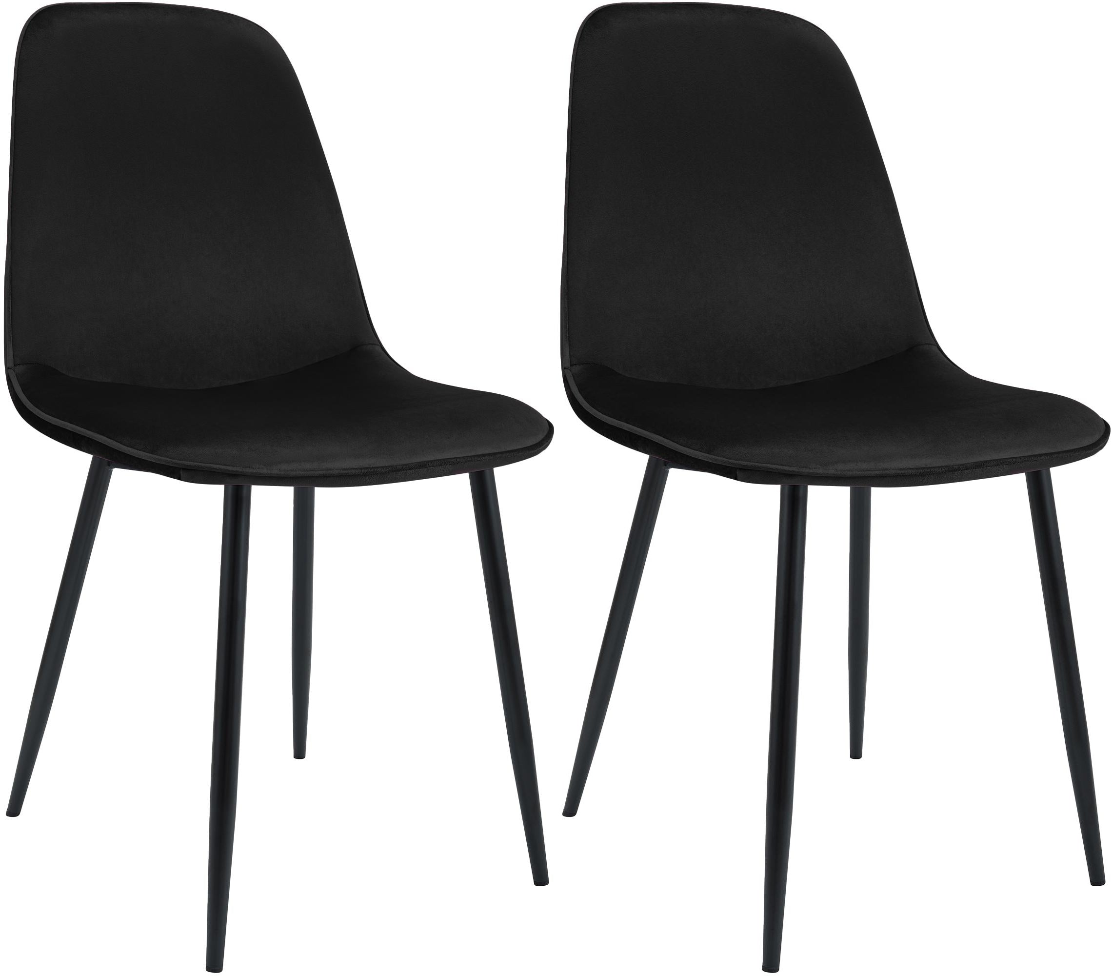 2 moderne stoelen set van velours met zwarte metalen poten - meerdere kleuren