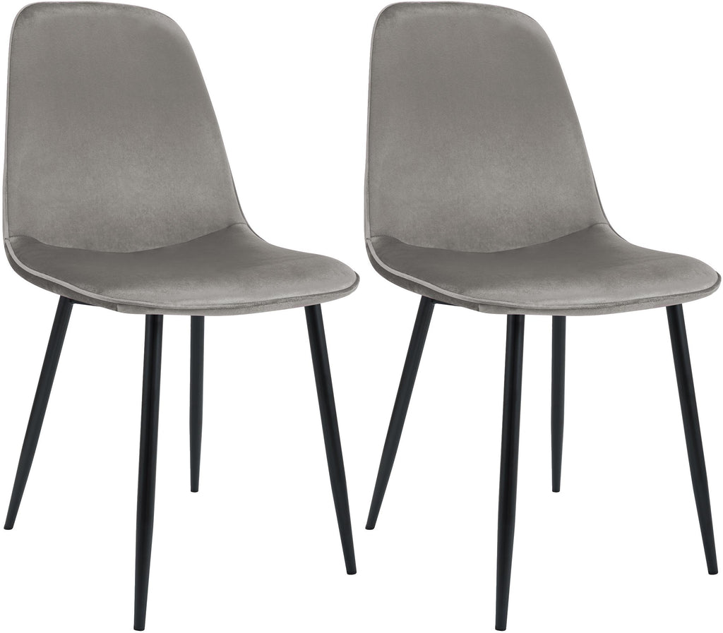 2 moderne stoelen set van velours met zwarte metalen poten - meerdere kleuren