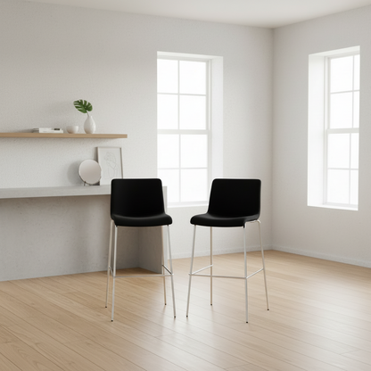 Barkruk met rugleuning modern velvet chroom - meerdere kleuren