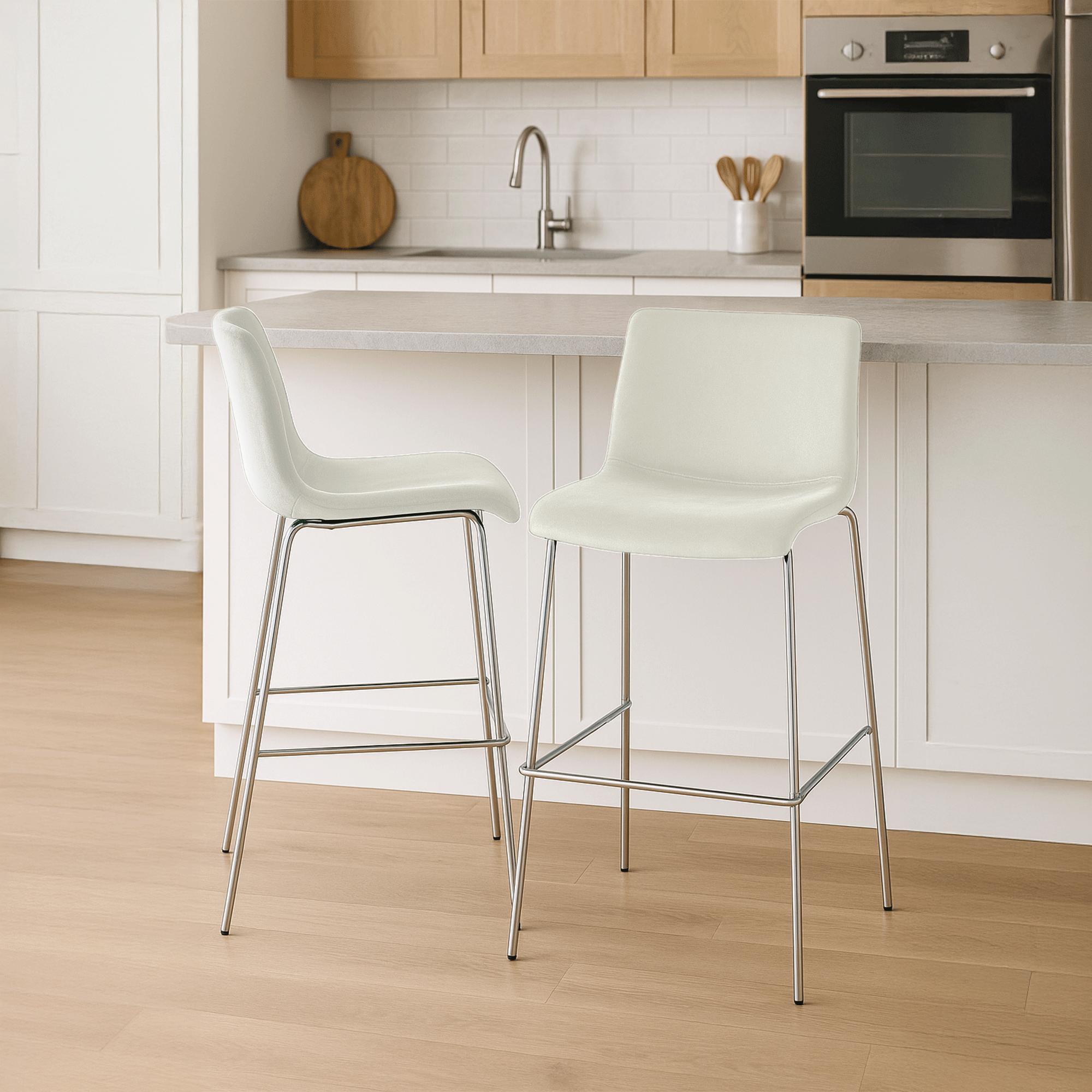 Barkruk met rugleuning modern velvet chroom - meerdere kleuren