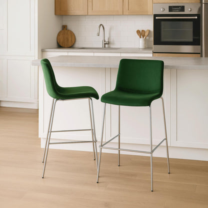 Barkruk met rugleuning modern velvet chroom - meerdere kleuren