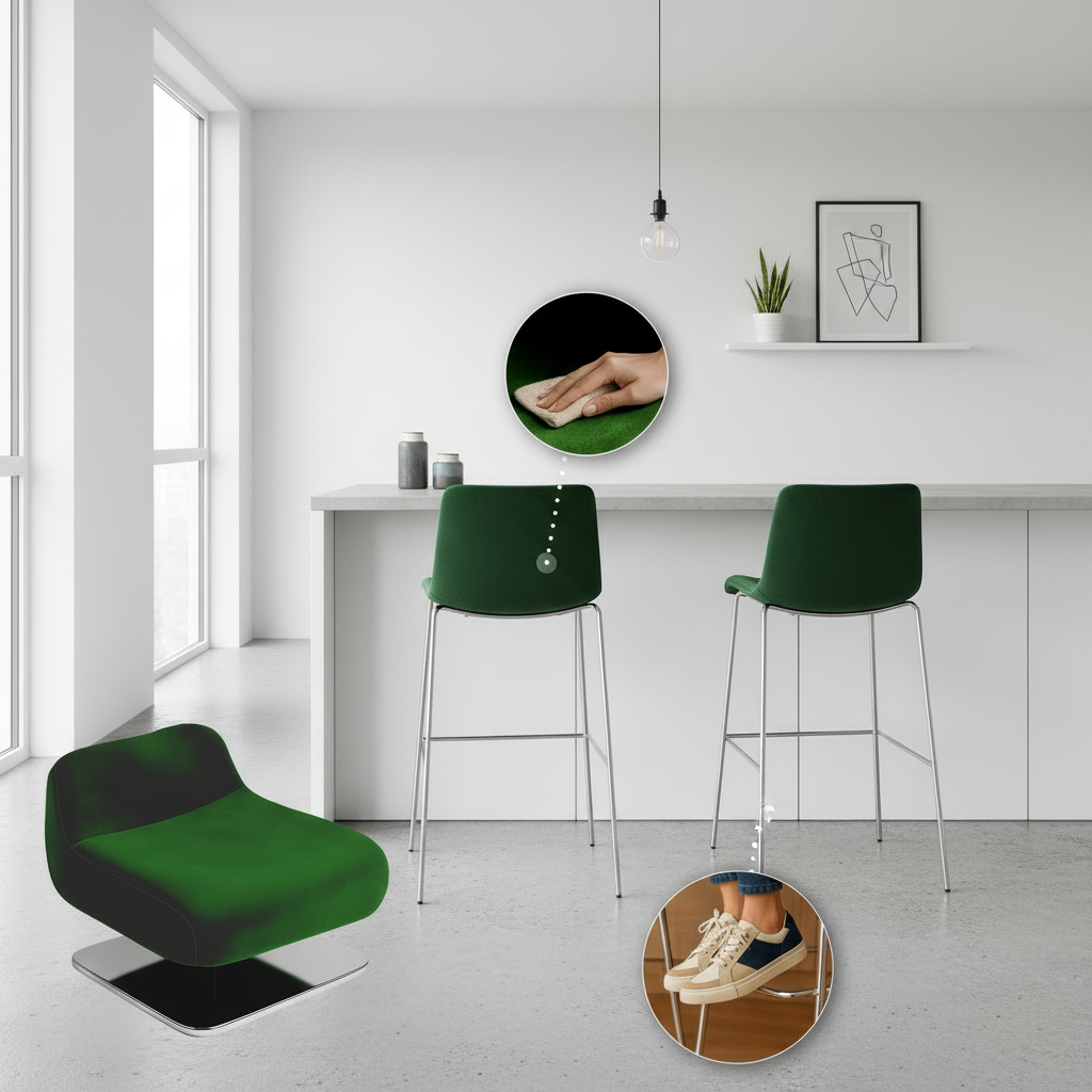 Barkruk met rugleuning modern velvet chroom - meerdere kleuren