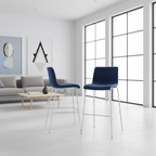 Barkruk met rugleuning modern velvet chroom - meerdere kleuren